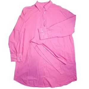 Velvet by Graham & Spencer Pink Cotton Shirt Dress - Size L - Made in USA